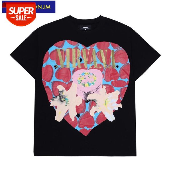 

uncledonjm heart print short sleeve t-shirt harajuku graphic tshirt men streetwear hip hop punk clothes rmb-21f07 #s50p, White;black