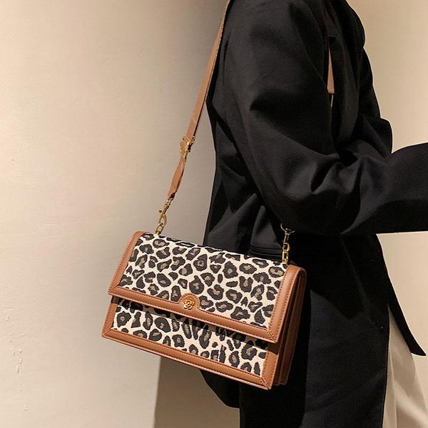 

evening bags fashion leopard print shoulder bag for women luxury leather handbags lady designer crossbody brand satchels