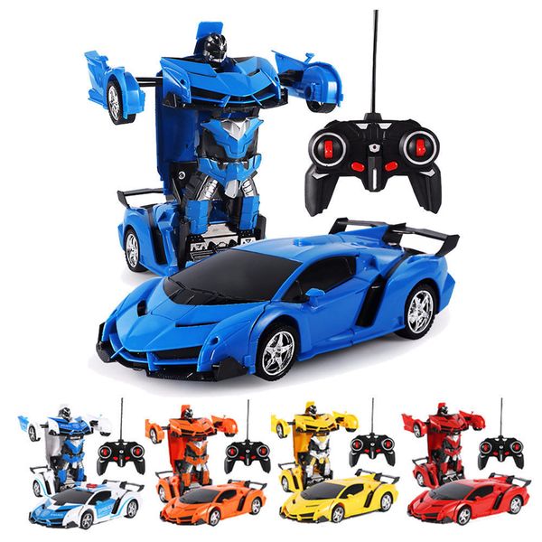 

2 in 1 electric rc transformation deformation car remote control sports car robots 1:18 scale model toy vehicle gif