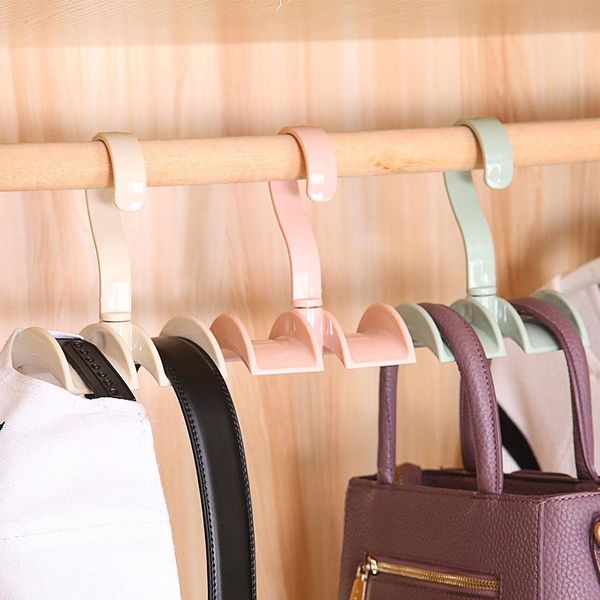 

hangers & racks 1pcs rotated storage rack bag hanger without punch candy color plastic tie coat clothes closet wardrobe organizer