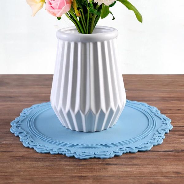 

mats & pads silicone macrame placemat nordic style embossed heat insulation non-slip table mat round thick pot cup for kitchen