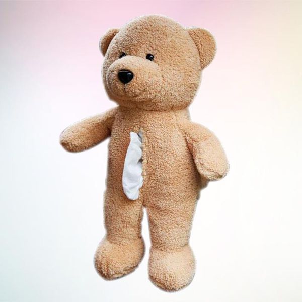 

cartoon bear tissue box multi-purpose storage home deskdecoration khaki back-mounted holder for kitchen boxes & napkins