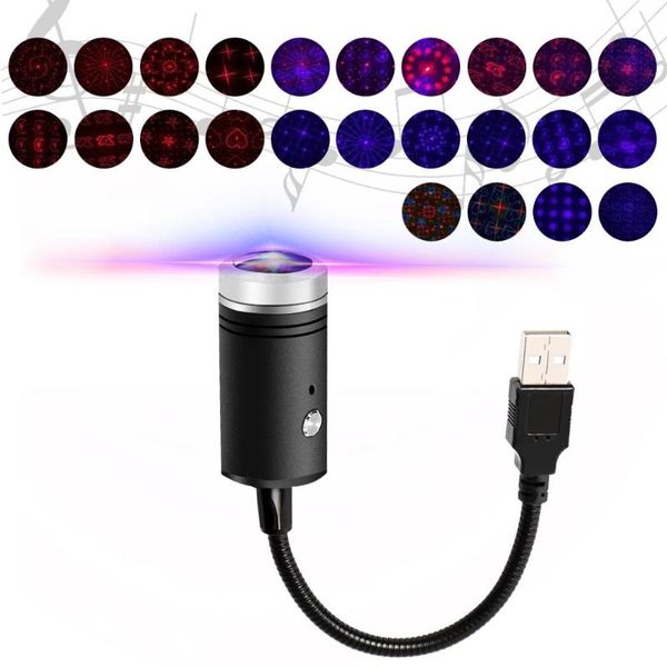 

interior&external lights 10 pcs usb laser party strobe disco led car roof star night light projector interior diode atmosphere lamp ambient