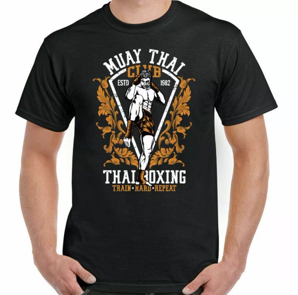 

muay thai t-shirt ufc mma martial arts gym tiger gloves fighter, White;black