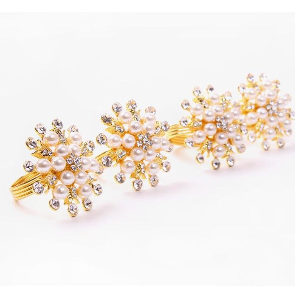 

napkin rings 4 / pcs el christmas snowflake gold pearl buckle metal ring