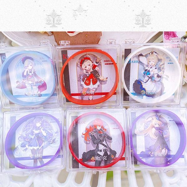 

bangle anime silicone accessories game genshin impact cosplay bracelet project keqing klee diluc qiqi jewelry gifts, Black