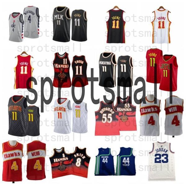 

trae 11 young russell 4 westbrook basketball jersey mens 8 smith dikembe 55 mutombo pete 44 maravich retro shirt, Black;red