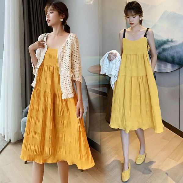 

maternity dresses 630# summer autumn korean fashion nursing sundress + cardigan sets breast feeding clothes for pregnant women pregnancy, White