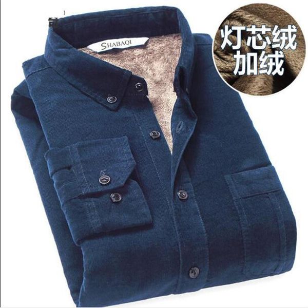 

men's casual shirts corduroy men 2022 autumn winter velet warm cotton long sleeve button collar smart shirt for, White;black