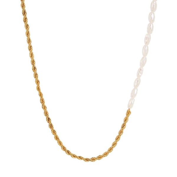 

chains fashion light luxury jewelry women's necklace splicing imitation baroque pearl personalized pendant size, Silver