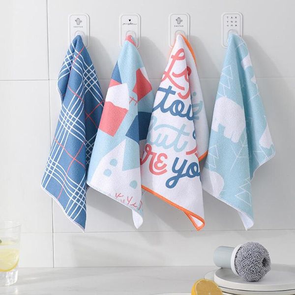

cleaning cloths 4pcs/set super absorbent microfiber cloth kitchen dish towel household scouring pad rags