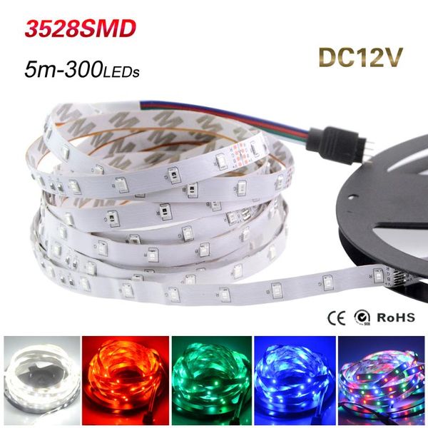 

arrival 5m 300leds non-waterproof rgb led strip light 3528 smd dc12v flexible ribbon tape home decoration lamp strips