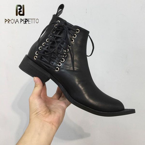 

boots women's 2021 autumn winter pointed toe black british style lace-up trendy thick heel ankle microfiber