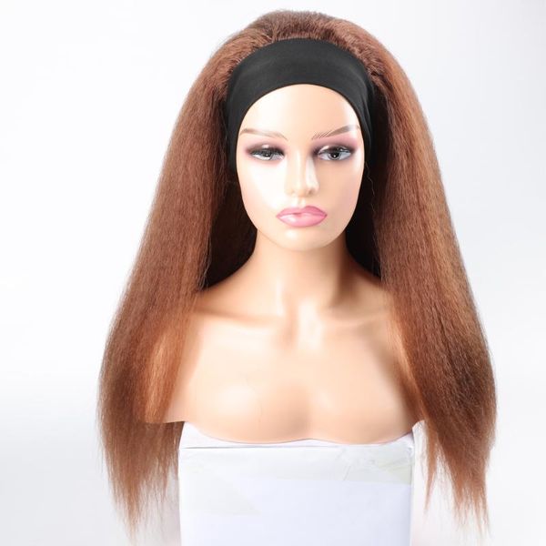 

synthetic wigs long headband wig kinky straight hair for women afro blonde black ginger white red