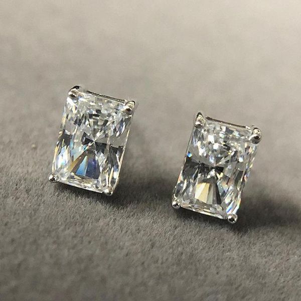 

stud fashion square women earrings cubic zirconia wedding party daily wearable banquet jewelry drop, Golden;silver