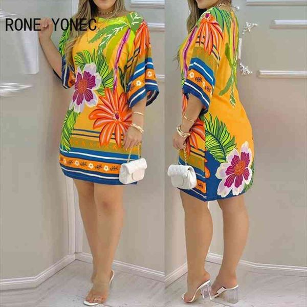 

women elegant dress tropical print half sleeve casual dress summer, Black;gray