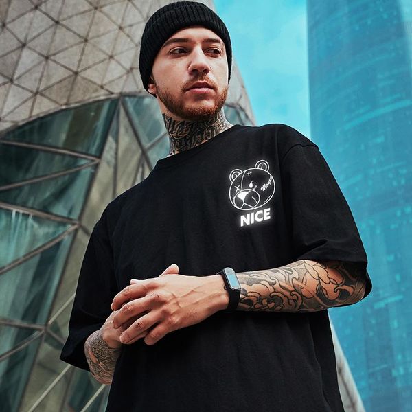 

men's t-shirts hmz funny t shirt fashion brand summer black tee simple printed t-shirt men hip hop cotton short sleeve streetwear tees, White;black
