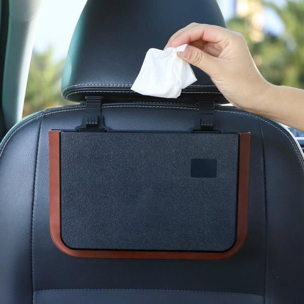 

car organizer back seat trash can collapsible portable waterproof garbage bag with clips storage pockets container bin