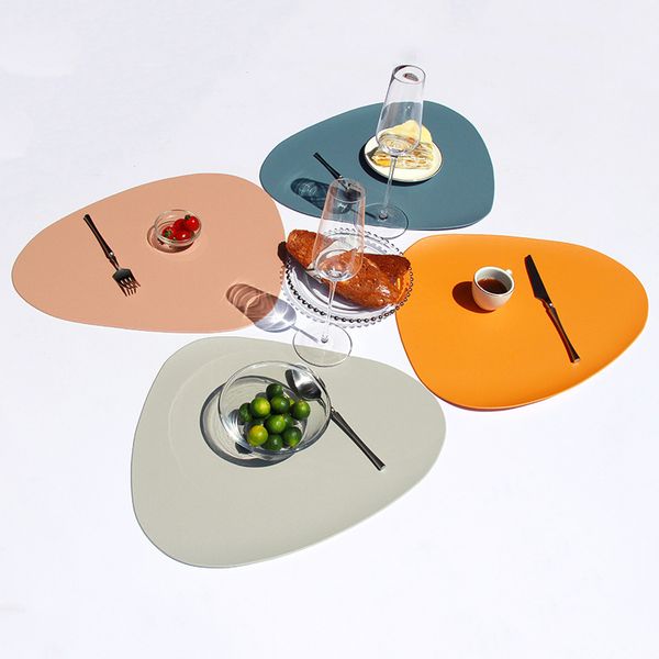 

2/3/4pcs tableware pad placemat table mat heat insulation pu leather bowl coaster kitchen non-slip