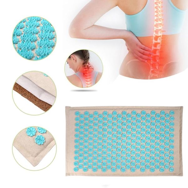 

coconut fiber lotus acupressure yoga massager cushion mat nature linen set back body relaxation stress relief with pillow mats