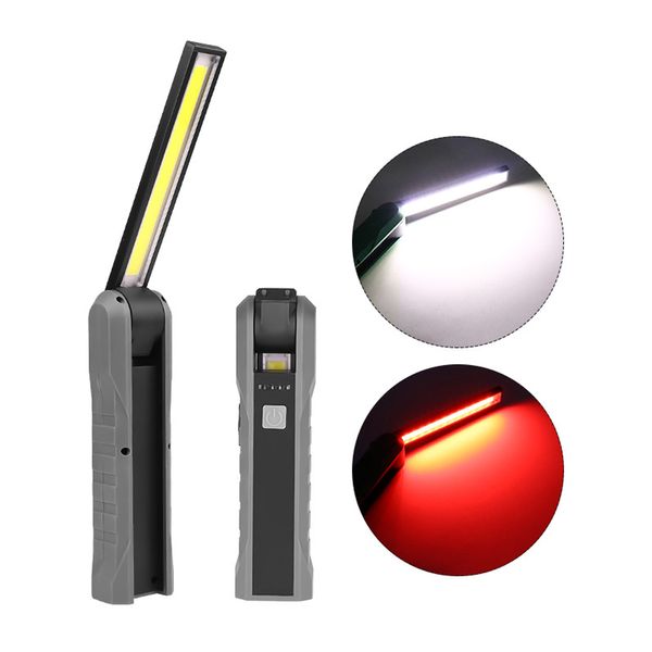 Folding LED COB WORK Light USB Lanterna Recarregável Tocha Magnética Inspeção Flexível Mão Worklight Outdoor Spotlight