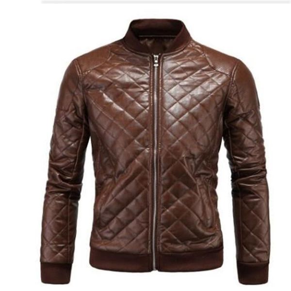 

men's fur & faux 2021 winter men leather clothing england style stand collar diamond jacket coat male, Black