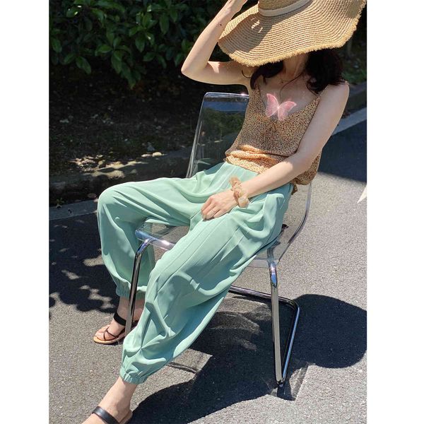 

women's pants & capris hxjp summer 2021 korean hare high-waisted loose hang fine feeling ladies'casual, Black;white