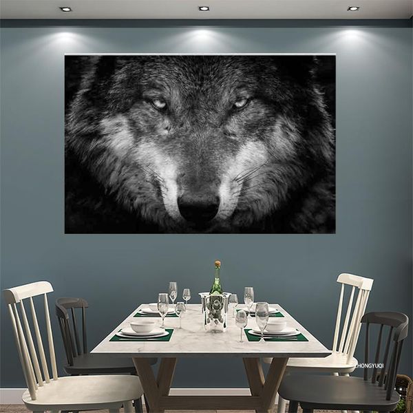 

paintings wild animal poster wall art wolf picture canvas painting black and white po print home room decor