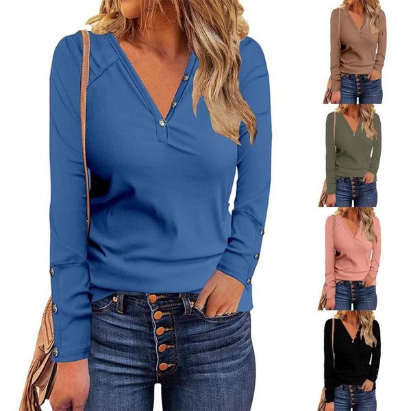 

women's blouses & shirts ladies button decoration autumn comfortable long sleeve solid color, White