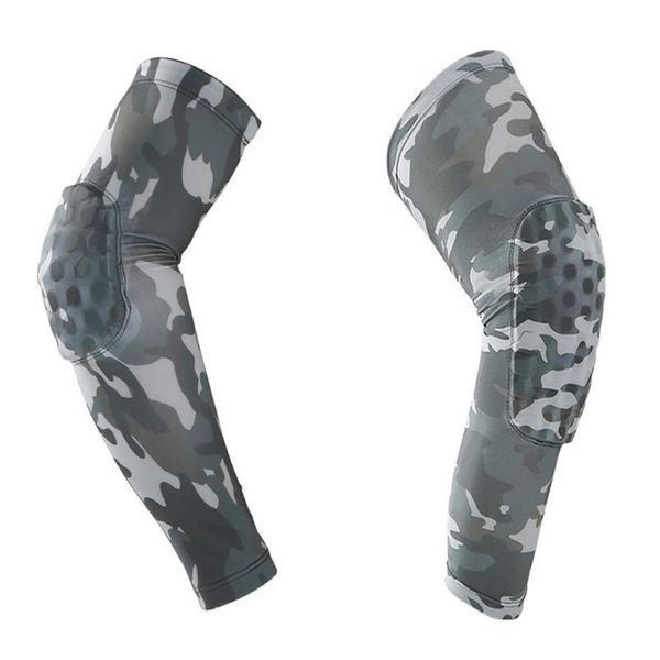 

camouflage honeycomb arm guard knee pads elastic volleyball sport basketball shooting crash proof elbow support protector &, Black;gray