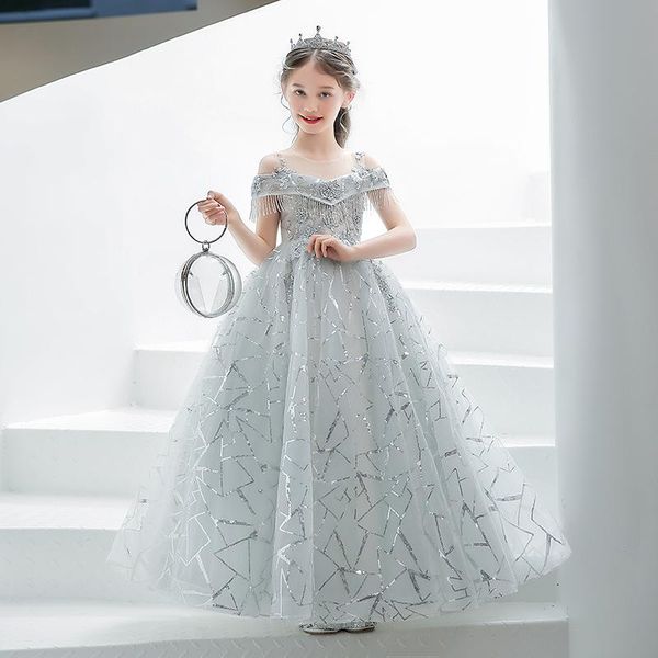 

girl's dresses sequins princess flower girl dress tutu wedding birthday child year costume party, Red;yellow