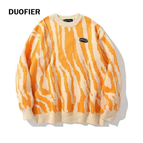 

hip hop mens streetwear men harajuku knitted sweater men's zebra pattern spring sweater pullover loose retro vintage cotton 210603, White;black