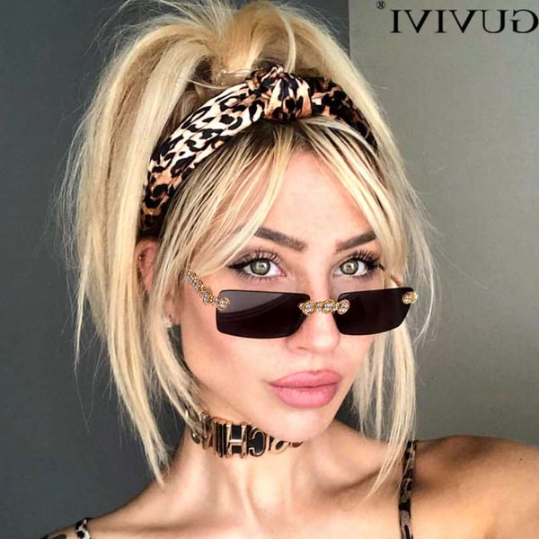 

sunglasses fashionable sun frames crystal rimless diamond sunglasses sun women rectangle steampunk vintage rhinestone glasses eyewear uv400, Black