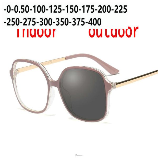 

fashion sunglasses frames square pochromic finished myopia glasses posensitive chameleon anti-glare change color lens prescription fml, Black
