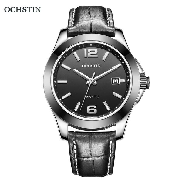 

ochstin brand 2021 new luxury mechanical men's watch automatic calendar sports watches leather waterproof clock male, Slivery;brown