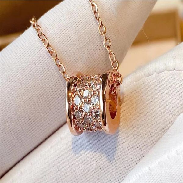 

luxury fashion diamond b -rock small waist pendant sliding cylindrical necklace creative design jewelry with exquisite packaging box, Silver