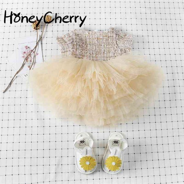 

girl evening dress woolen mosaic cake female baby dress girls dresses for party and wedding baby girl clothes 210329, Red;yellow