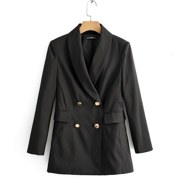 

women's suits & blazers rr long sleeve women fashion pockets double breasted jackets elegant solid female ladies hae, White;black