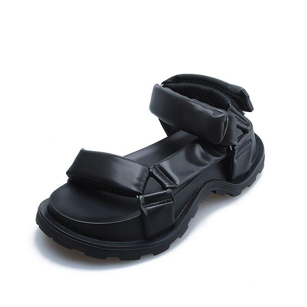 

sandals summer light weight women's thick sole slope heel buckle 2021, Black