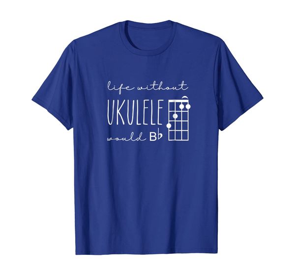 

funny pun uke music tshirt life without ukulele would b flat, White;black