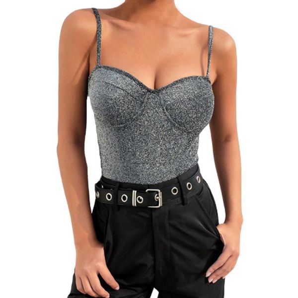 

women's jumpsuits & rompers women bodysuit solid color sleeveless shirt mini bodycon one piece body female 2021 fashion sequined c, Black;white