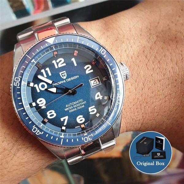 

automatic watch men waterproof pagani design mechanical for luxury fashion military sport reloj hombres wristwatches, Slivery;brown