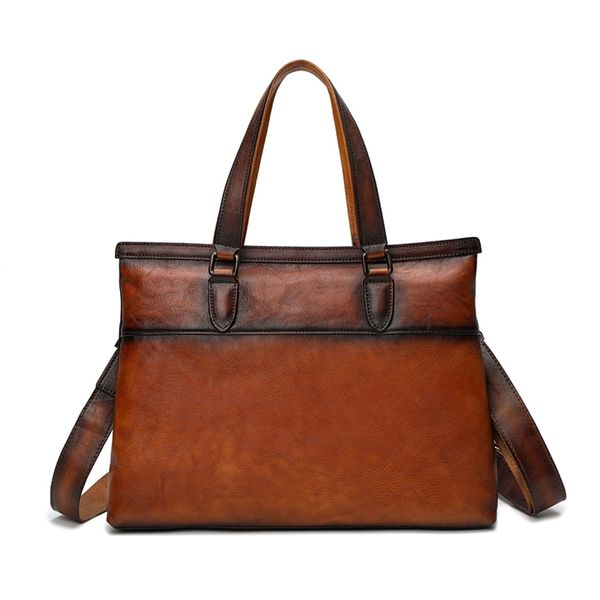 

briefcase 2021 summer product vegetable tanning leather first layer cow handmade men's 25