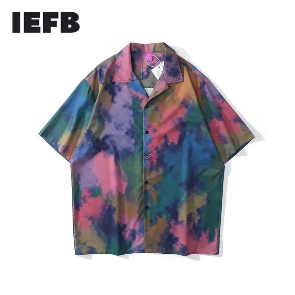 

iefb streetwear short sleeve shirts for men summer hip hop fashion loose casual bouse notched collar colors 9y5306 210524, White;black