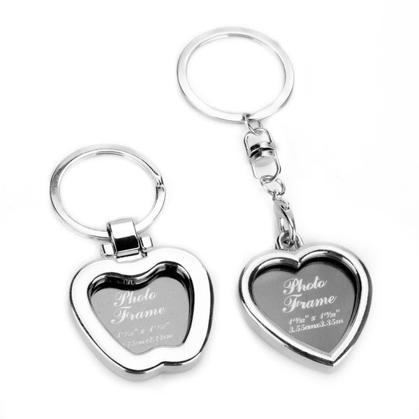 

insert p frame keychain cute apple and heart shape keyring jewelry gifts for friends, Silver
