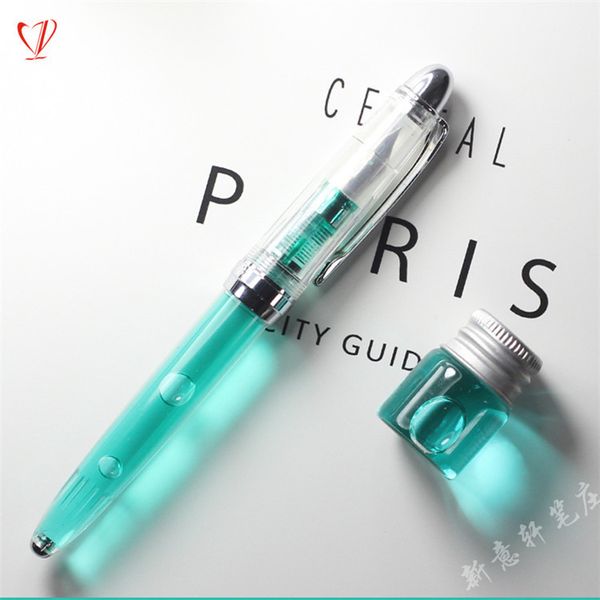 

9133 yongsheng transparent demonstration pen gold powder color ink student ful five rotary cap