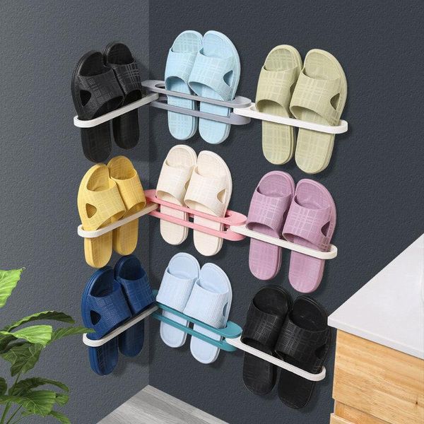 

hooks & rails wall-mounted foldable shoe rack portable towel bar for kitchen organizer household bathroom accessories 3-in-1 rotatable shelv