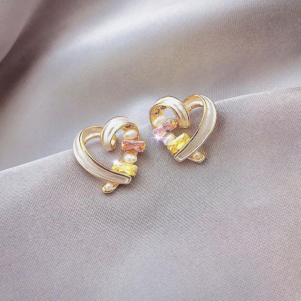 

dangle & chandelier color heart-shaped earrings fashion simple personality trend ladies jewelry exquisite for friend stud, Silver