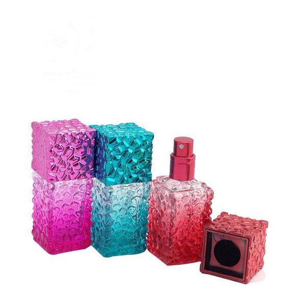 

100pcs/lot 30ml square atomizer glass perfume bottle portable uv cap spray in refillable storage bottles & jars