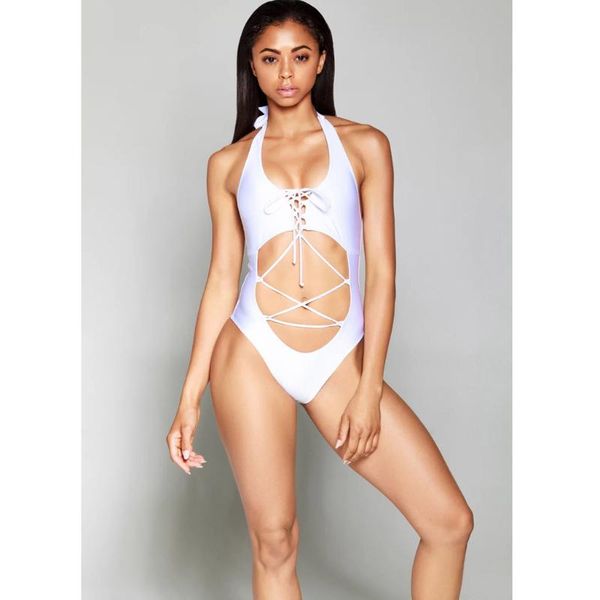 

one-piece suits halter one piece swimsuit lace up padded bathing suit women backless swimwear monokini trikini maillot de bain femme 20